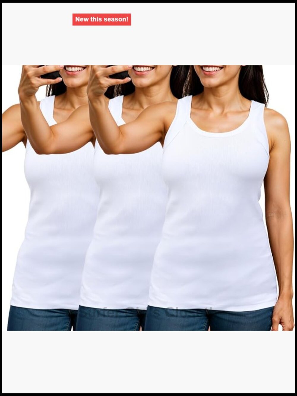 3-Pack Women's Ribbed Tank Tops Cotton Spandex Blend Wide Trim Sleeveless